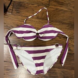 Purple striped bikini